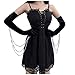 Produktbild Eternali Schwarz Vintage Punk Kleider Damen Gothic Spitzen Korsett Dunkel Steampunk Minikleid Ärmellos Rückenfrei Rockabilly Party Kleid Karneval Cosplay Dress Up Lolita Kostüm Retro Mittelalterkleid