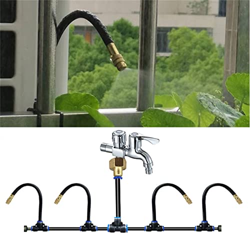 Kit de Sistema de Riego por Goteo con Boquillas Flexibles Ajustables, Línea de Nebulización Flexible Y Filtro, Sistema de Enfriamiento por Nebulización para Patios Exteriores