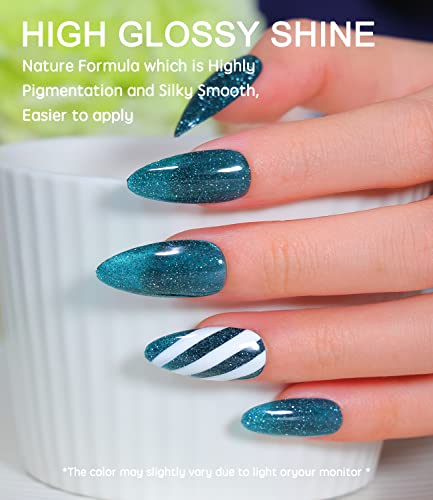 Cosmoo Reflective Gel Nail Polish Reflective Glitter Gel Polish Reflective Diamond Flashing Sparkly Gel Nail Polish (Neon Reflective-0010) #TOP1