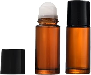 ccHuDE 4 Pcs 50ml Glass Essential Oil Roller Bottles Refillable Roll on Bottles Empty Deodorant Bottle Containers Rollerball Bottles for Fragrance Cosmetics