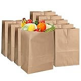 Kraft Brown Paper Bags 57 LB [100 Pack] - Brown Paper Grocery Bag Bulk - Large Brown Paper Bags, Durable, Great for Grocery shopping, Delivery or take out orders.12'x7'x17'