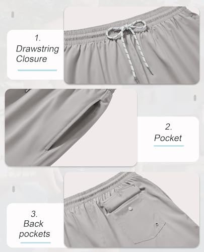 Image of Gleeease 5inch Mens Swim Trunks: 2 in 1 with Compression Liner Lined Soft Stretch Quick Dry Solid Pockets Drawstring Beach