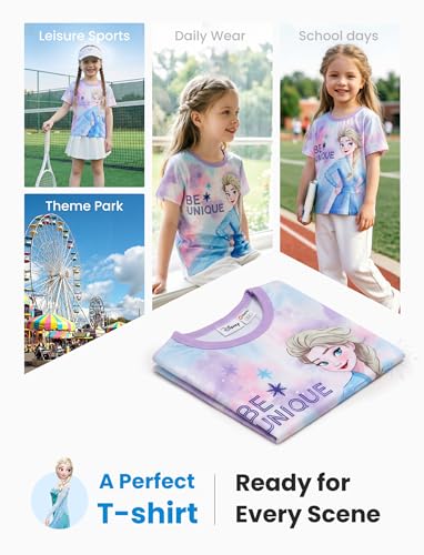 Image of Disney Princess Frozen Marvel Stitch Minnie Mickey Star Wars Girls /Boys Athletic Shirts UV Quick Dry Graphic T-Shirt 2-9 Year