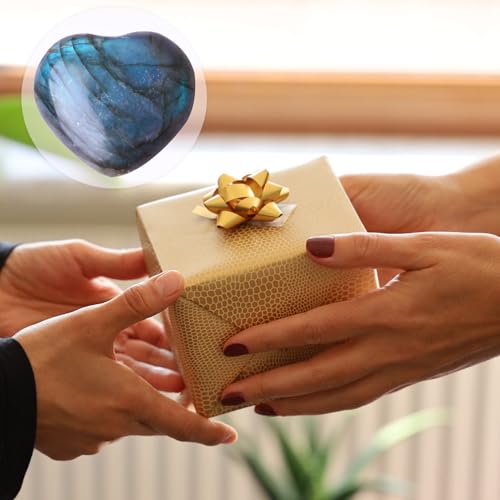 Image of 1.18in-1.97in Natural Labradorite Large Heart Stones Healing Crystals Gemstones Gifts Heart Shaped Rocks for Home Decor Reiki Meditation Women
