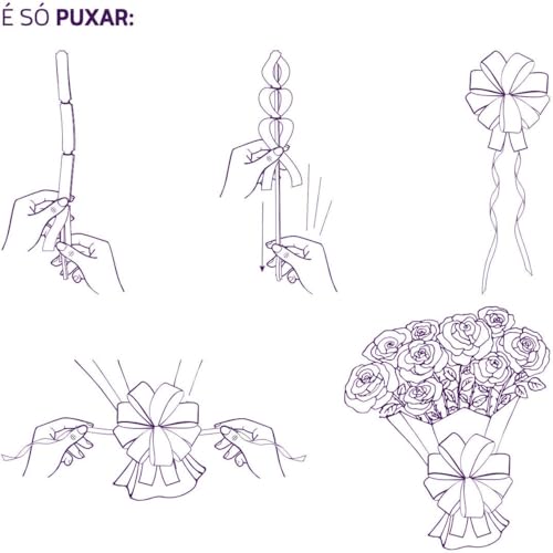 Laço Pronto, Decorado, 20mm X 40cm, Natal, Estampas Sortidas, Pacote com 10 Unidades, Emfesta