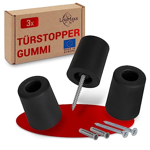 LouMaxx dörrstopp för gummiskruvning - i svart - gummistopp - dörrstopp - gummistämpel - det perfekta skyddet mot dörrstötar (svart, Ø40 mm x 50 mm)