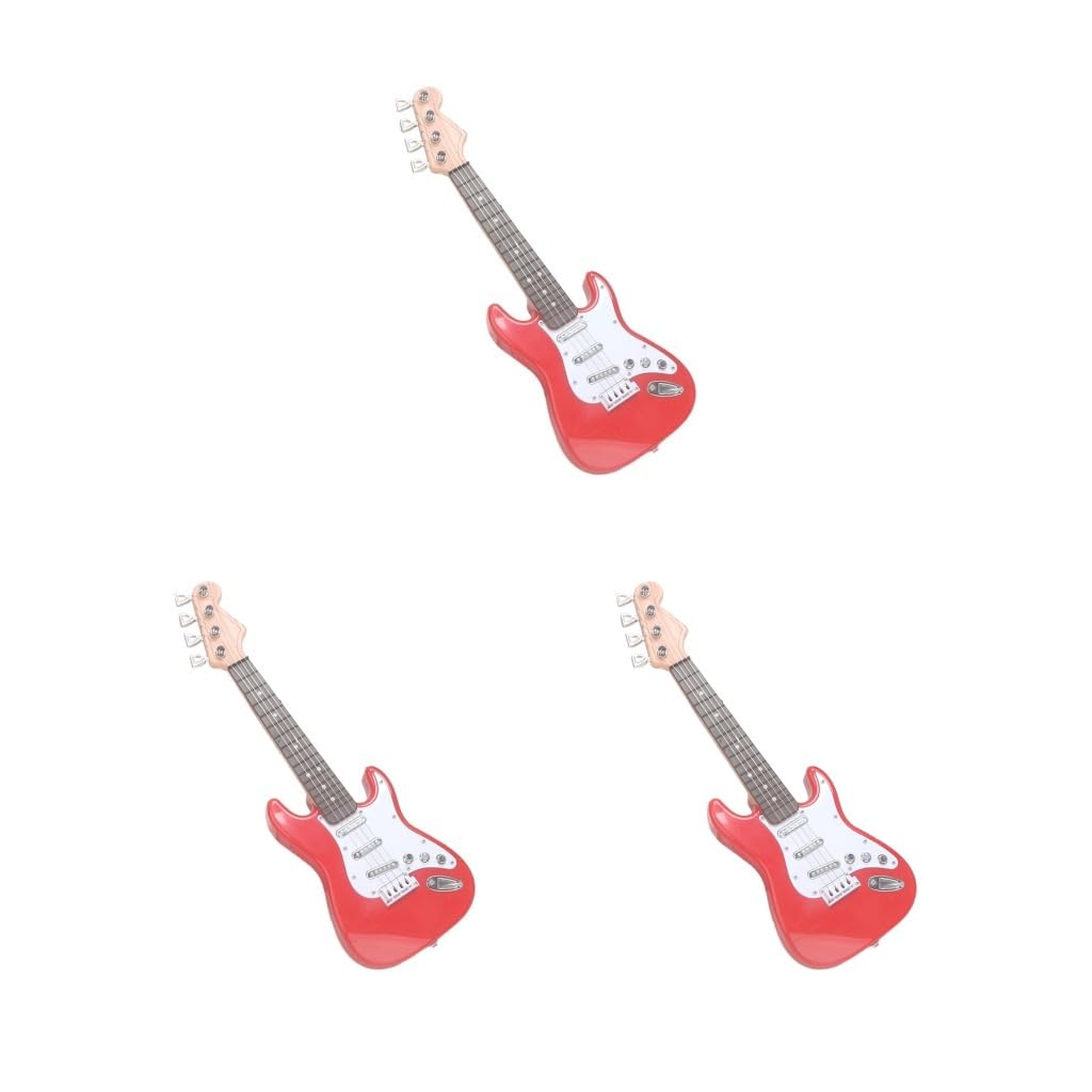 3 zestaw gitara elektryczna dla dzieci, 4 struny, mała gitara dla dziewcząt, prezenty urodzinowe, czerwona, 42 cm