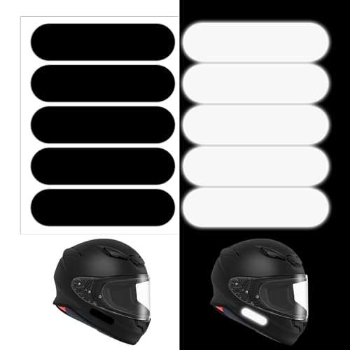 10 Stück Reflektoren Aufkleber, Schwarz Reflektierende Aufkleber Motorrad Reflektor Reflektoren Fahrrad Reflektierendes Klebeband für Motorradhelm Helm Nacht Sichtbarkeit Signalisierung Motorrad