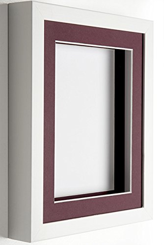 Frame Company White 20x16 inch Box Frame With Plum Mount for Image 16x12 inch *Choice of Size and Mount Colour* Fitted with Real Glass