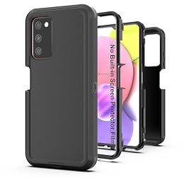 AWZHYDT for Samsung Galaxy A03S Case, Heavy Duty Protective Case with [3 in 1] Rugged Rubber Shockproof Protection Cover for Galaxy A03S(Black)