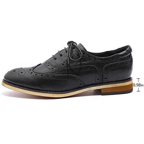 Image of Mona flying Women's Leather Perforated Lace-up Oxford Brogue Wingtip Shoes