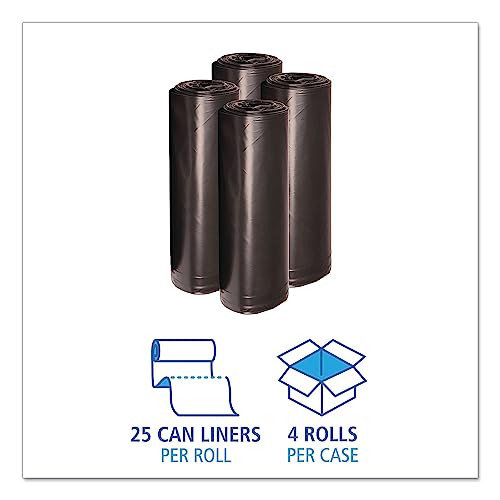 Image of Boardwalk BWK519 SH-Grade Repro Can Liners, 38 inchx 58 inch, 60gal, 1.2mil, Black, 10 Bags per Roll (Case of 10 Rolls)