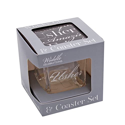Widdle Celebrations Whisky Glass & Coaster Set - Wedding Day Boxed Thank You - Usher 9582 - Image 4