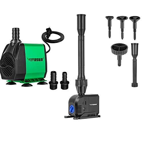 VIVOSUN 800GPH Submersible Pump & 160GPH Fountain Pump, Ultra Quiet Water Pump for Fish Tank, Aquarium, Statuary, Hydroponics