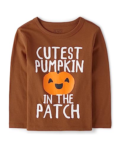 Image of The Children's Place Unisex-Baby and Toddler Long Sleeve Fall Thanksgiving Graphic T-Shirt Cutest Pumpkin 4T