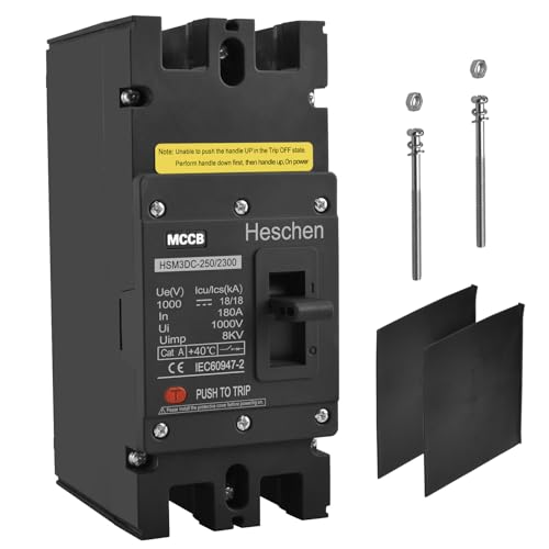 Heschen DC���`�P�[�X�T�[�L�b�g�u���[�J�[ MCCB, 2��, DC1000V, ���z�����d�Ւf��, ���z�����d�V�X�e���p �\�[���[�p�l���O���b�h�V�X�e�� (HSM3DC-250 180A)