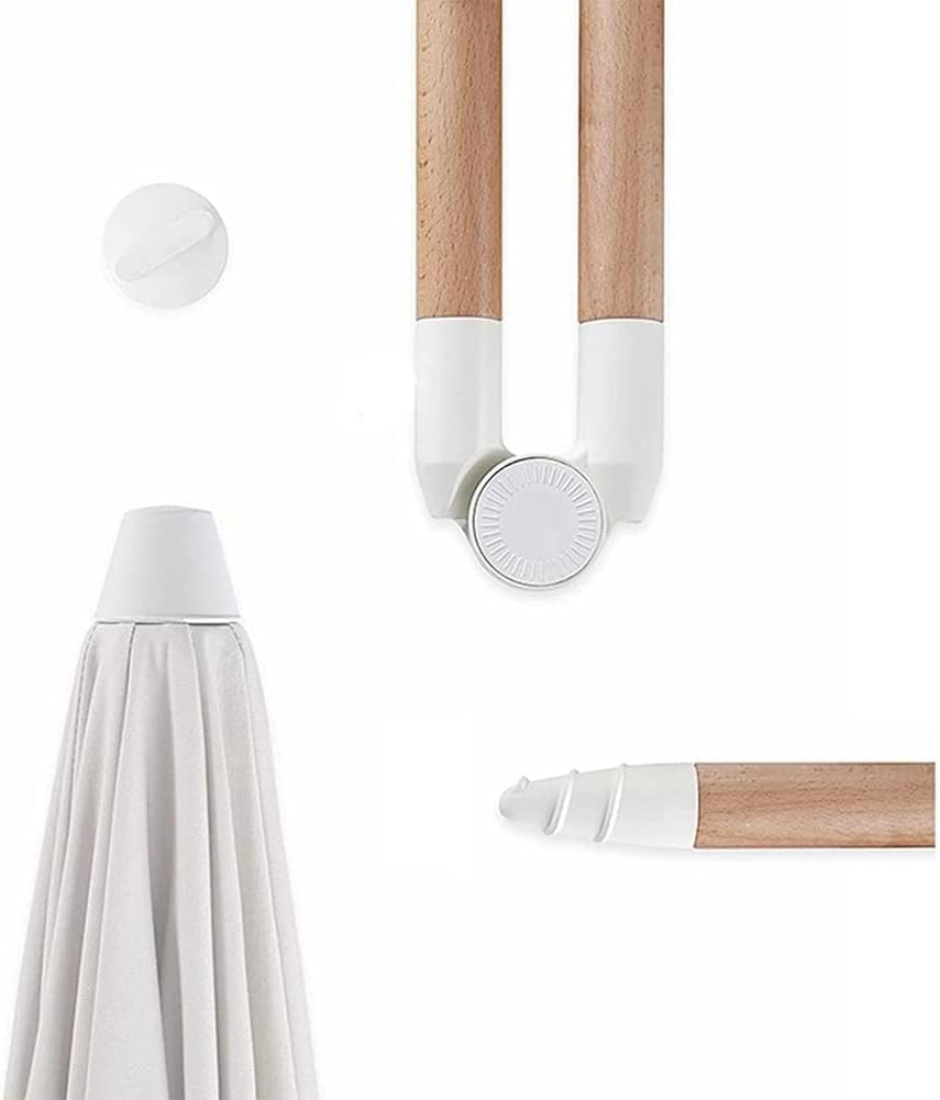 Round Patio Umbrella with Beige Tassel 2M/6.5FT Outdoor Garden Parasol Sunshade Umbrella with Push Button Tilt for Garden Pool Backyard