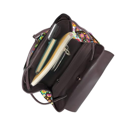 60s 70s Hippie Flowers Peace Love Microfiber PU Leather Backpack Lightweight Daypack Bag for Travel Business Commute Gym4