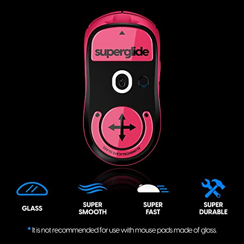 Superglide Glass Mouse Skates for Logitech G Pro X Superlight - Polished Edge, Ultra Smooth Glide, Compatible with Glass Mousepads, Durable Gaming Feet (Type-S, Magenta)