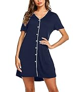 Chemise De Nuit Femme En Coton - Manches Courtes, Col Rond | Confortable Et Ample Pour L'Été