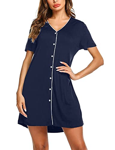 OCCIENTEC Camisón de Lactancia para Mujer Verano Camisón Maternidad Lactancia con Botones con Cuello en V Camison Premamá Corta para Hospital Hogar