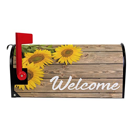 Domook Magnetic Mailbox Cover Greetings Personalized Home Garden Decorative Mailbox Post Wrap Standard/Large Sized Outdoor Courtyard Garden Fence (52.6X45.8Cm, Sunflower) #TOP1
