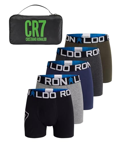 CR7 Boy's Travel Bag, Value 5-Pack size X-Large 13-15 Cotton Blend Trunks Multi