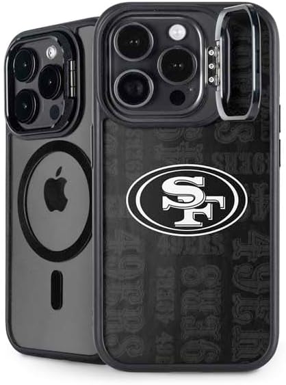 Skinit Kickstand Phone Case Compatible with iPhone 14 Pro - Officially Licensed NFL San Franciso 49ers Black & White Design
