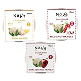 Cauliflower Hummus Low Carb, Sugar Free, Keto Friendly (Variety -3Pack) Gluten-free, Dairy-free, Shelf Stable by Naya Foods