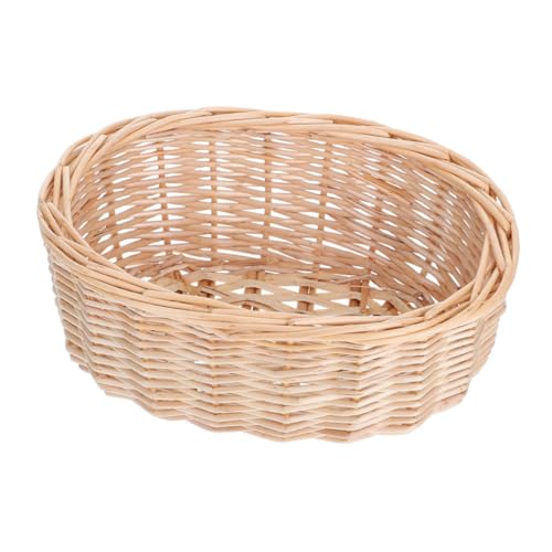 HIAKDOFT Bandeja De Mimbre Grande y Multifuncional para Servir Pan Almacenar Cebolla y Papa Decorativa