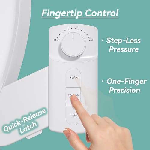 ‌BIGCOW Ultra-Slim Bidet Attachment, Self-Cleaning Dual Nozzle (Front/Rear Wash), One-Finger Command, Ergonomic 3+1 Tactile Controls, Pressure Dial & Tool-Free Install, Instant Hygiene Upgrade - Thumbnail 2