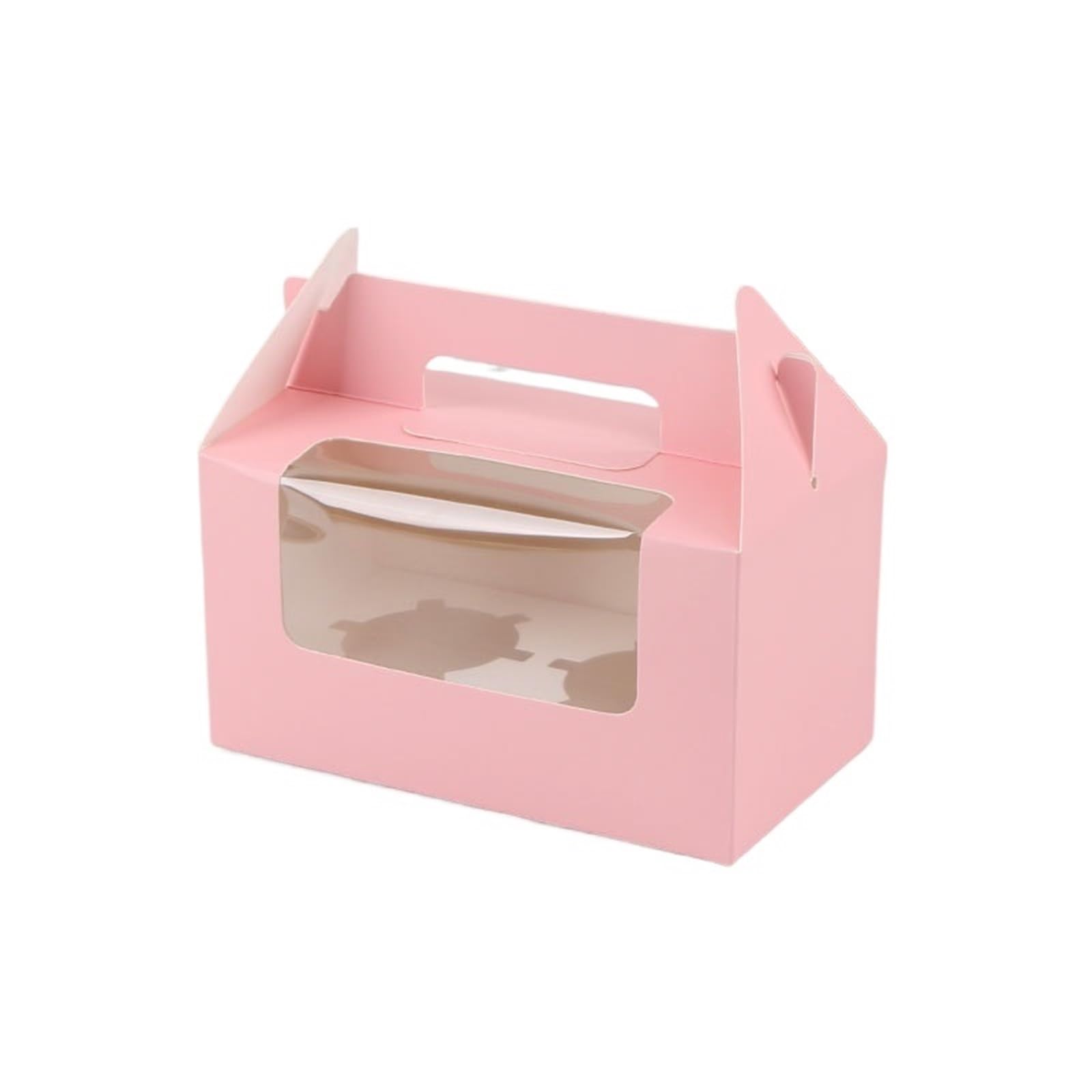 DHYUACN Cupcake Boxes with Clear Window Paper Cup Cake Box With Transparent Window, Muffin, White Cardboard, Baking Packaging(2 holes-1)