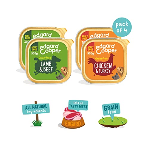 Edgard & Cooper Nassfutter für Hunde, Multipack, (Huhn/Lamm/Wild, 4 x 300g), ohne Getreide Nutrition, schmackhafte und ausgewogene Ernährung, Hochwertige Proteine