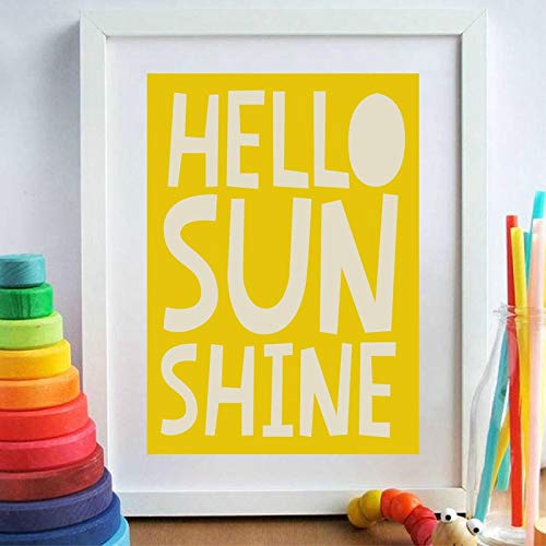 Miniatura 3 de Dsdsgog Amarillo Hello Sun Shine Cita Carteles E Impresiones Nursery Canvas Painting Wall Art Pictures Sala De Juegos Para Niños Habitación Decoración Para El Hogar 40x60cmx2 Sin Marco