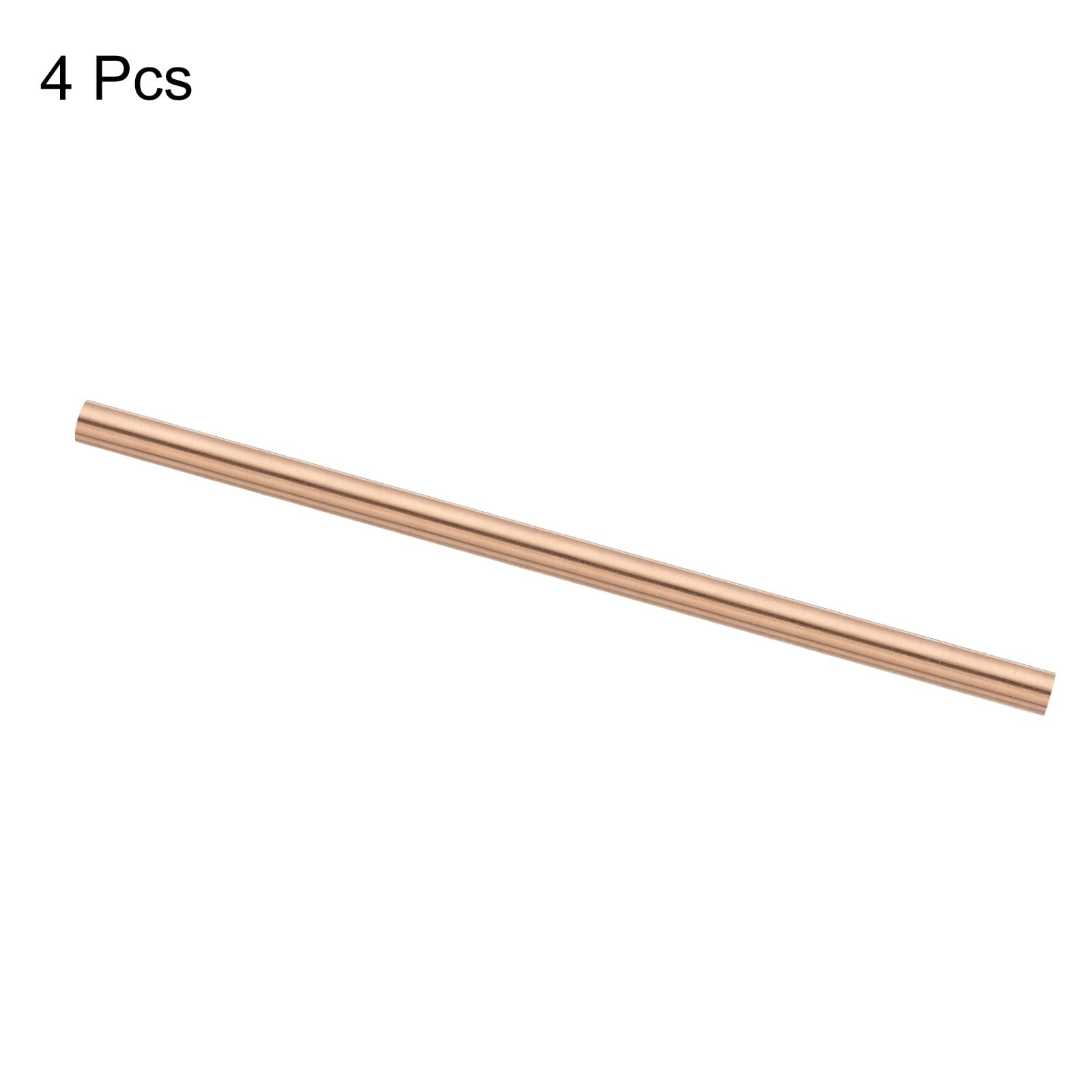 QUARKZMAN 4er Pack Reiner Kupfer Rundstab 10mm/0,39 Zoll Durchmesser 224mm/8,82 Zoll Länge Massiver Kupferstab Drehstahl Lager für DIY Metallhandwerk Metallbearbeitung Hobbys