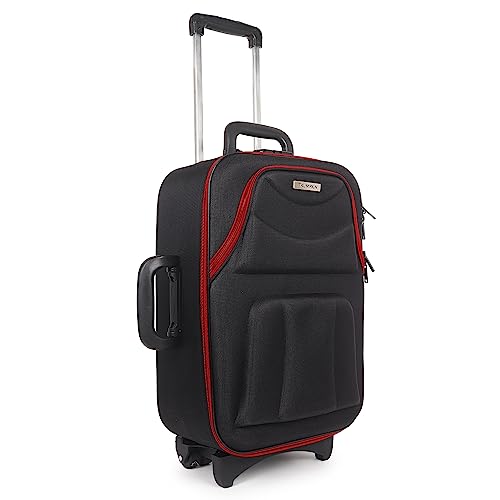 Image of Lightweight Model Polyester Soft-Side 65Cm Medium Chack-in Luggage Trolley Bag...(Medium 24 inches)- Spinner Wheels (Red Black)