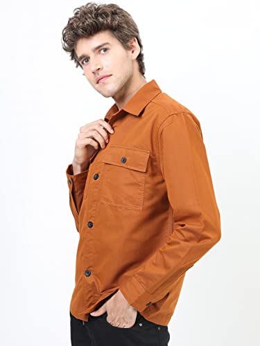 Image of Ketch Men's Polyester Slim Fit Solid Full Sleeve Over Shirt