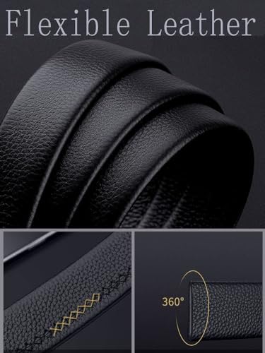VANNANBA Belt for Men, Leather Ratchet Belts with Automatic Slide Buckle for Gift Box4