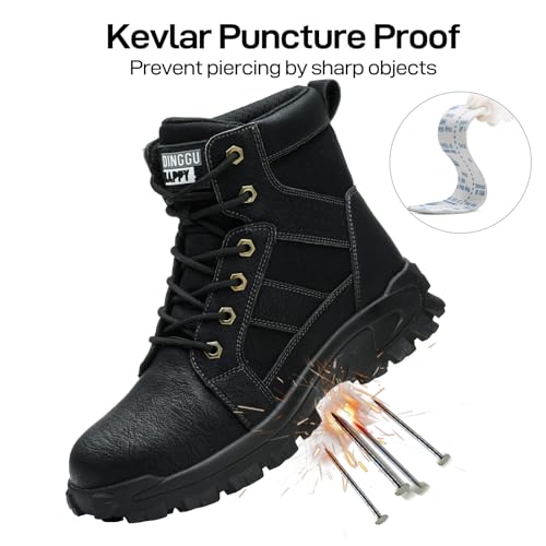 Image of Steel Toe Boots for Men Indestructible Safety Work Boots | Anti-Smash Steel Toe, Puncture Proof Kevlar, Wear-Resistant Soles, Comfortable Construction Industrial Working Shoes