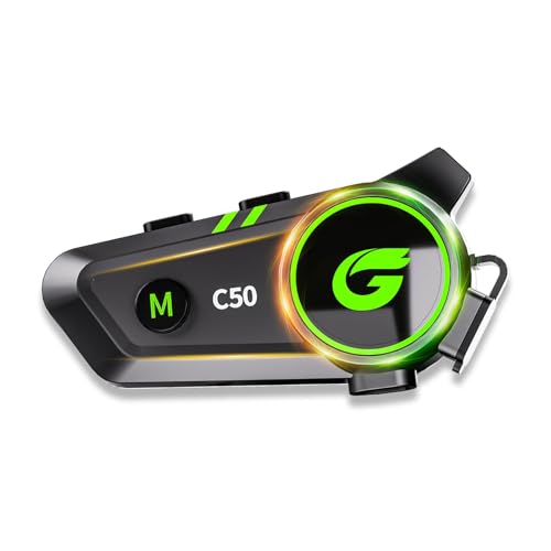 ZHIDUOXING Motorcycle Bluetooth Headset,C50 Motorcycle Intercom 2 Riders Automatic Reconnection,Motorbike Intercom Auto Answer/Voice Control/Active NoiseReduction/IP67 Waterproof(1Pack)