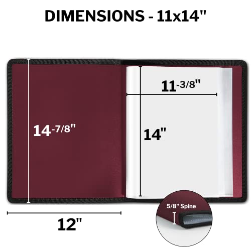 Dunwell Large Art Portfolio 11X14 (Ruby) - Portfolio Folder For Artwork, Portfolio Album Binder, Portfolio Presentation Book With 24 Plastic Sleeves, Display 48 Pages, Art Portfolio Case 11 X 14 #TOP3