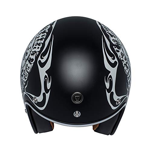 Torc T50 Route 66 Smoke Skull Lucky 13 Open Face Helmet (Flat Black, Large) #TOP7