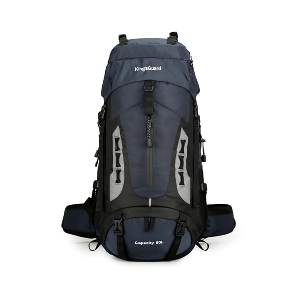 KingsGuard-60L-Hiking-Backpack-Large-Waterproof-Camping-Backpack-for-Men-and-Women-Lightweight-Frameless-Backpacking-Backpack-with-Rain-Cover-Navy-Blue King'sGuard 60L Hiking Backpack Large Waterproof Camping Backpack for Men and Women Lightweight Frameless Backpacking Backpack with Rain Cover (Navy Blue)