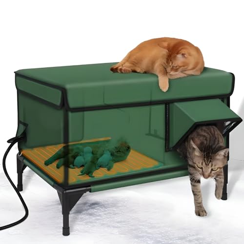 Abri pour chats chauffé et abri surélevé pour chats sauvages avec isolation thermique hivernale