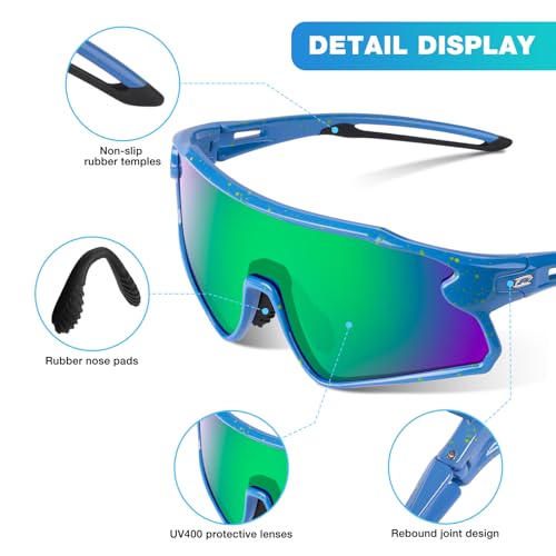 Image of RIVBOS Youth Baseball Sunglasses for Kids(Boys&Girls) Polarized UV Protection Cycling Glasses RYS007