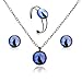 Lureme Time Gem Series Disc Charm Stud Earrings Open Bangle Bracelet and Pendant Necklace Jewelry Sets for Women and Girls (Howl Wolf)(09000421)