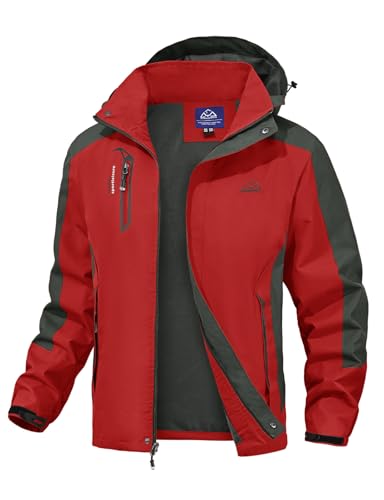 donhobo wasserdichte Regenjacke Herren Softshell Sport Outdoorjacke Funktionsjacken Atmungsaktive Hooded Camping Hiking Jacke, Rot, XXL donhobo wasserdichte Regenjacke Herren Softshell Sport Outdoorjacke Funktionsjacken Atmungsaktive Hooded Camping Hiking Jacke, Rot, XXL