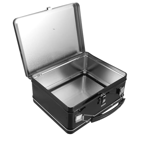 Cabilock Caja de hierro para guardar regalos lata de almacenamiento de té estuche de almacenamiento vacío lata de joyas tarro de té Black