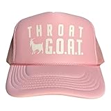 Throat Goat Snapback Trucker Hat for Men or Women, Vintage Fit with Funny Novelty Graphic, Custom Mesh Cap Light Pink