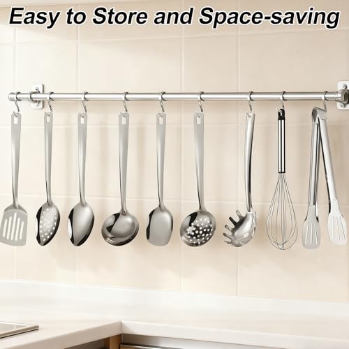 DXiongW Juego de Utensilios de Cocina de Acero Inoxidable 9 Piezas con Espátula Cucharón Espumadera Batidor Pinza y Servidor de Pasta Utensilios de Cocina Apto para Lavavajillas Pequeños Accesorios - imagen 5